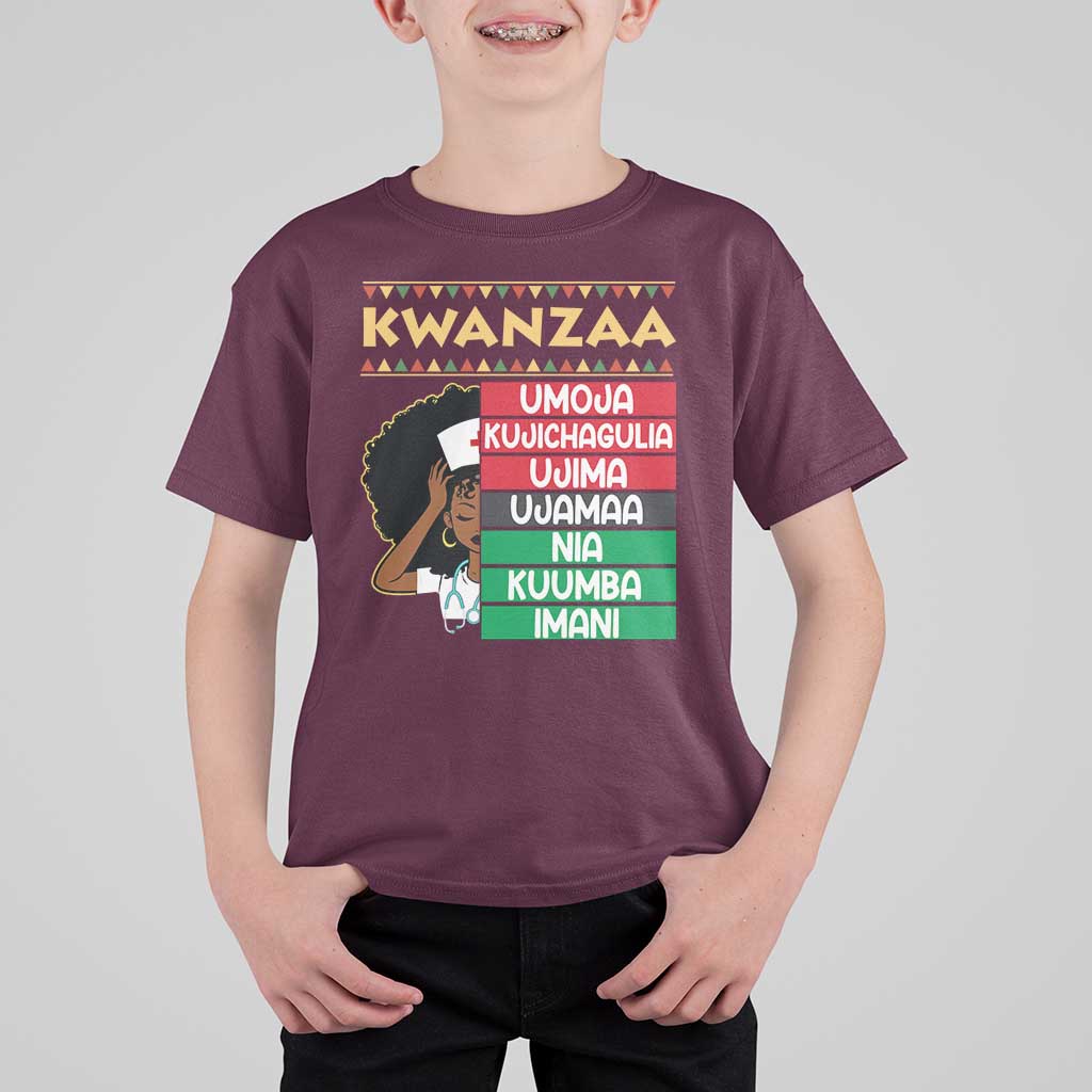 7 Principles Of Kwanzaa T Shirt For Kid Nurse Pride African American Heritage Gift - Wonder Print Shop