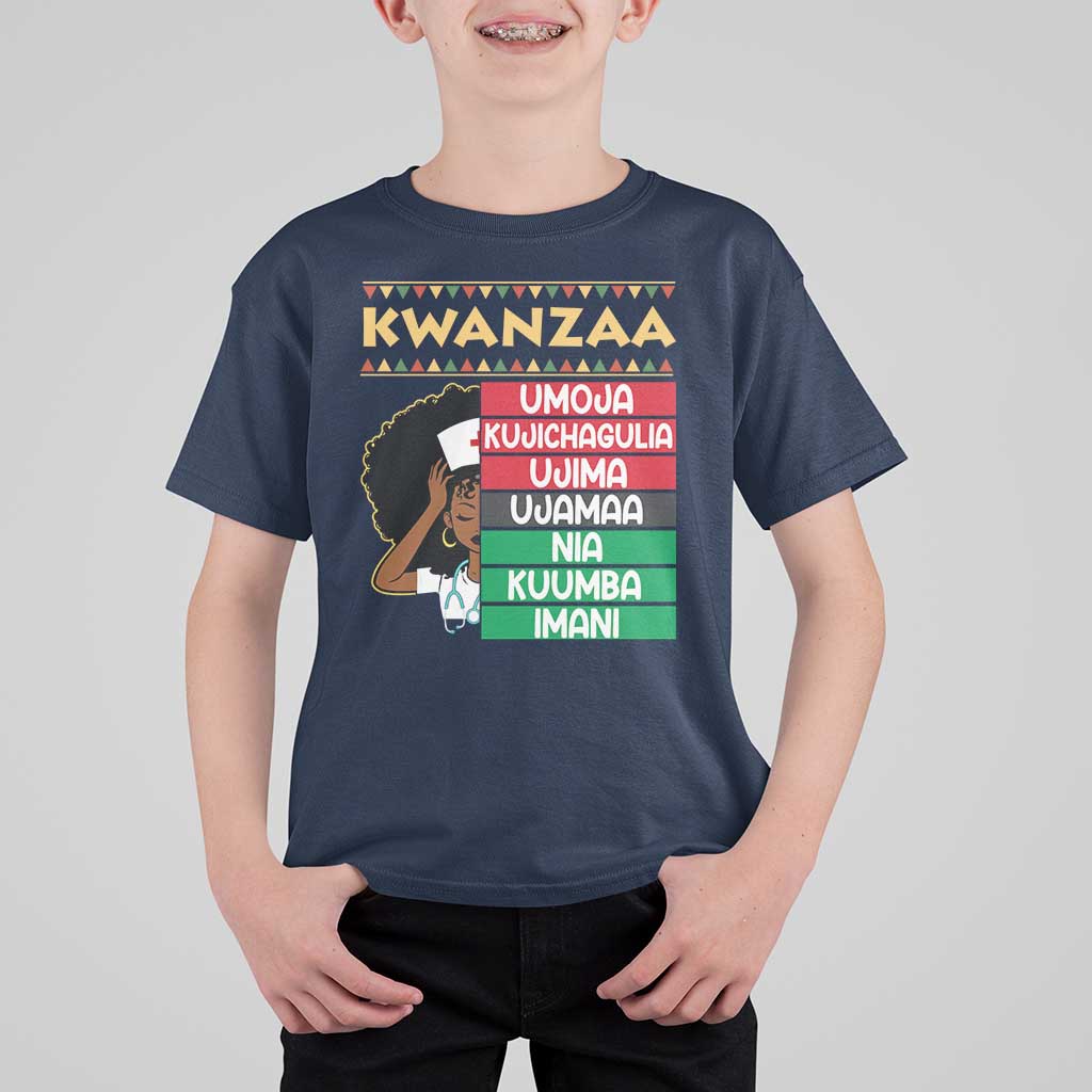 7 Principles Of Kwanzaa T Shirt For Kid Nurse Pride African American Heritage Gift - Wonder Print Shop