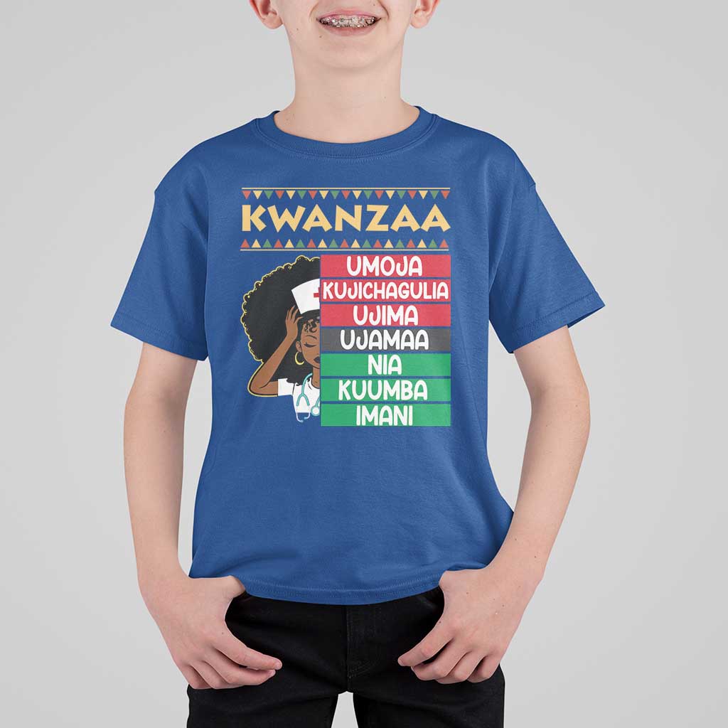 7 Principles Of Kwanzaa T Shirt For Kid Nurse Pride African American Heritage Gift - Wonder Print Shop