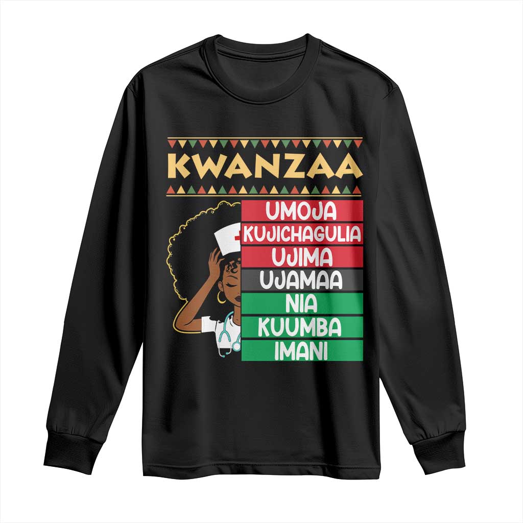 7 Principles Of Kwanzaa Long Sleeve Shirt Nurse Pride African American Heritage Gift - Wonder Print Shop