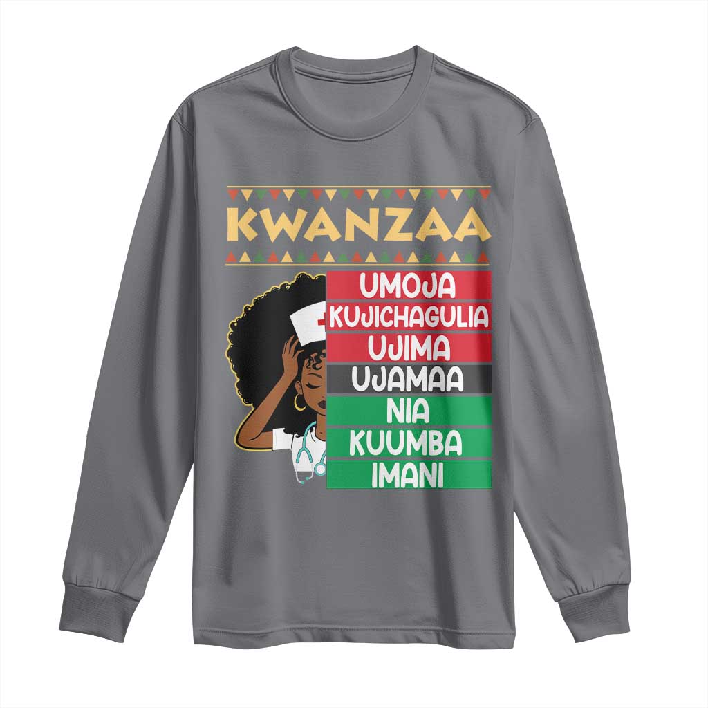 7 Principles Of Kwanzaa Long Sleeve Shirt Nurse Pride African American Heritage Gift - Wonder Print Shop