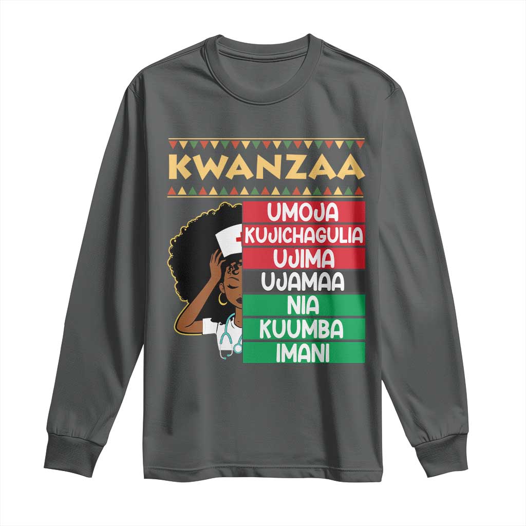 7 Principles Of Kwanzaa Long Sleeve Shirt Nurse Pride African American Heritage Gift - Wonder Print Shop