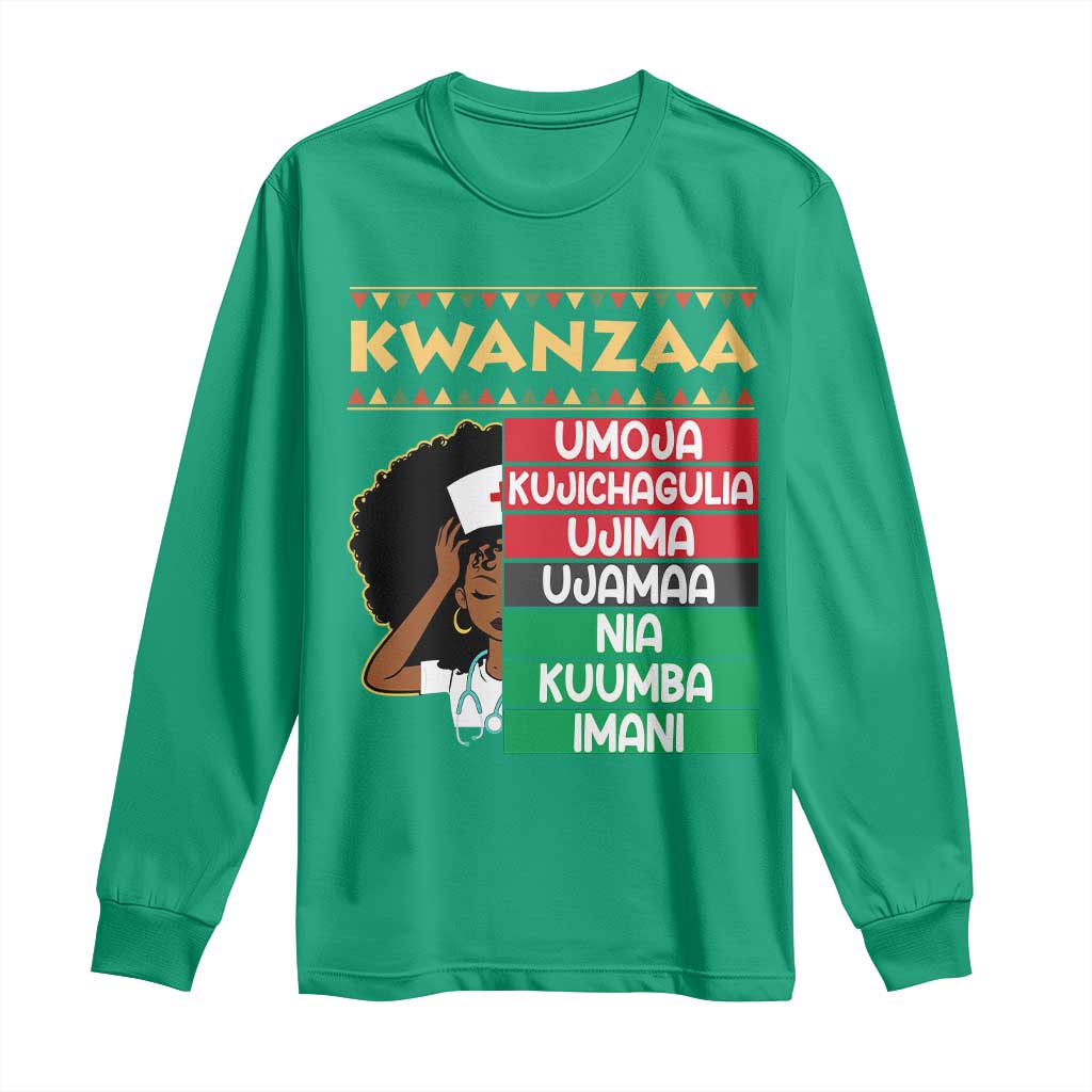 7 Principles Of Kwanzaa Long Sleeve Shirt Nurse Pride African American Heritage Gift - Wonder Print Shop