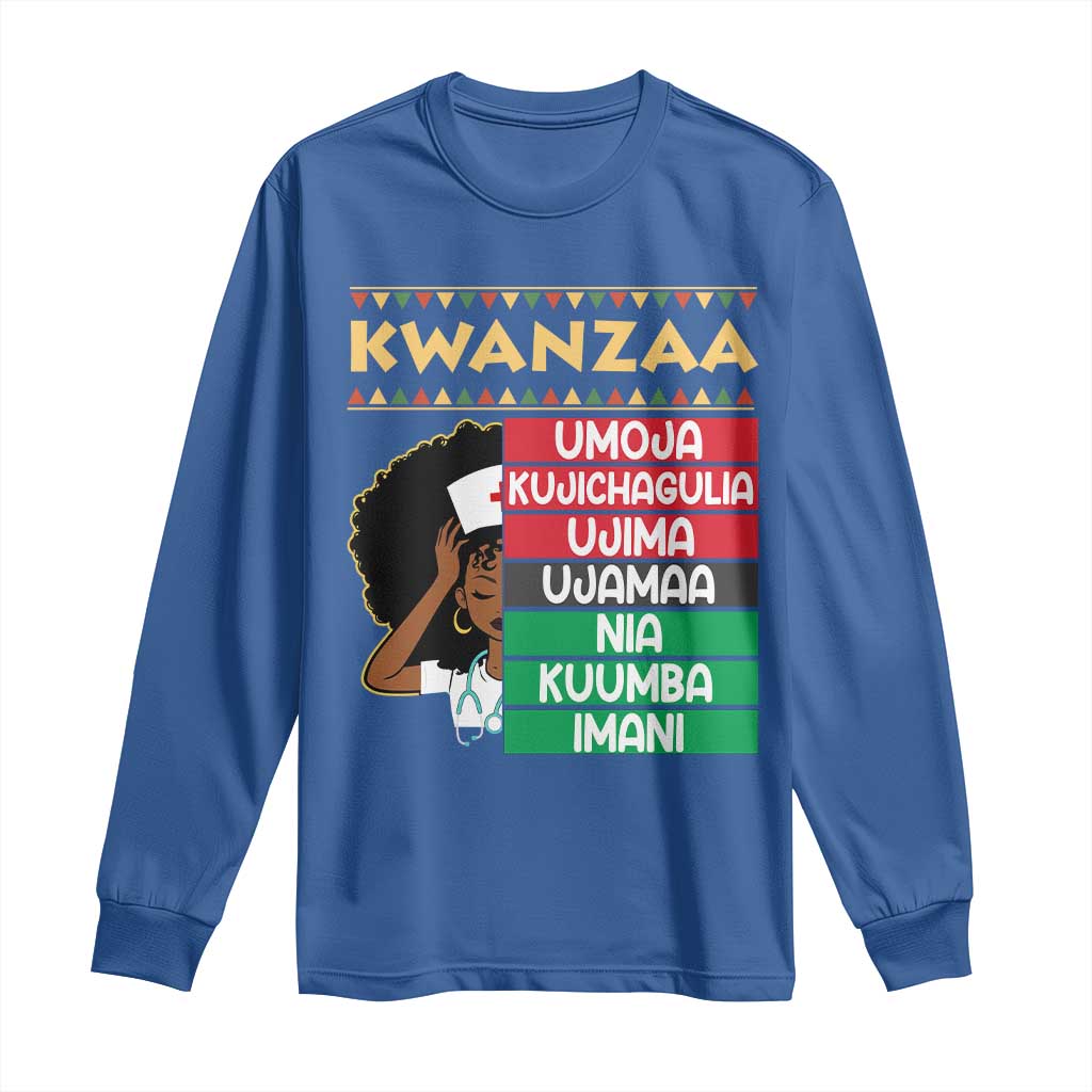 7 Principles Of Kwanzaa Long Sleeve Shirt Nurse Pride African American Heritage Gift - Wonder Print Shop