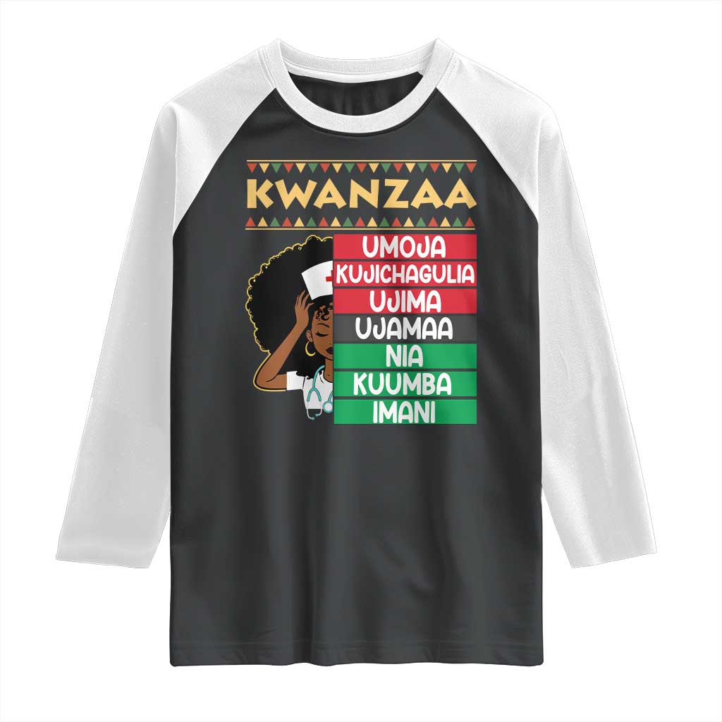 7 Principles Of Kwanzaa Raglan Shirt Nurse Pride African American Heritage Gift - Wonder Print Shop