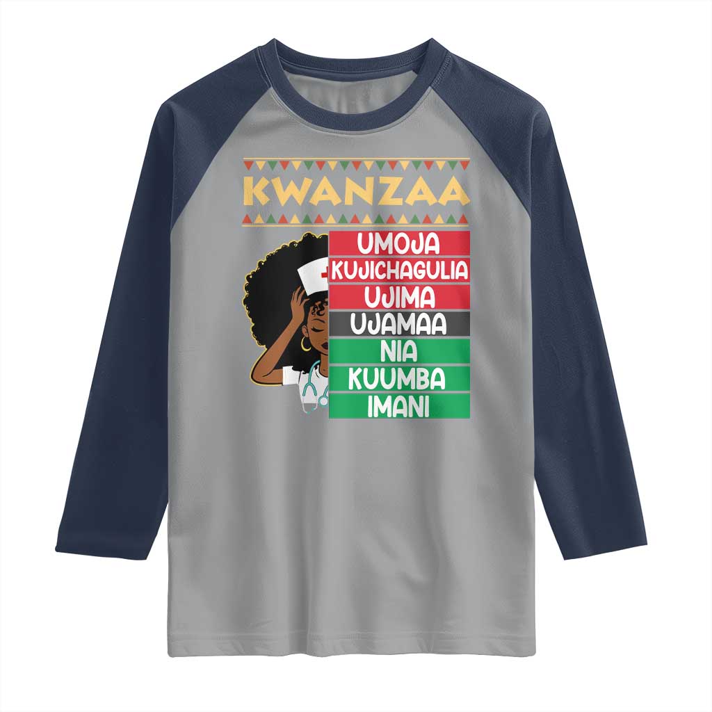 7 Principles Of Kwanzaa Raglan Shirt Nurse Pride African American Heritage Gift - Wonder Print Shop
