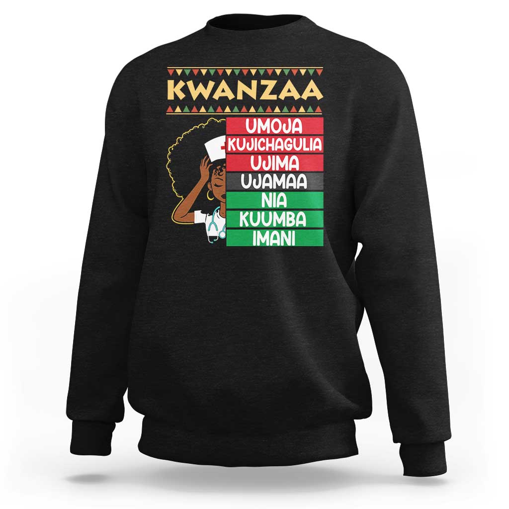 7 Principles Of Kwanzaa Sweatshirt Nurse Pride African American Heritage Gift - Wonder Print Shop