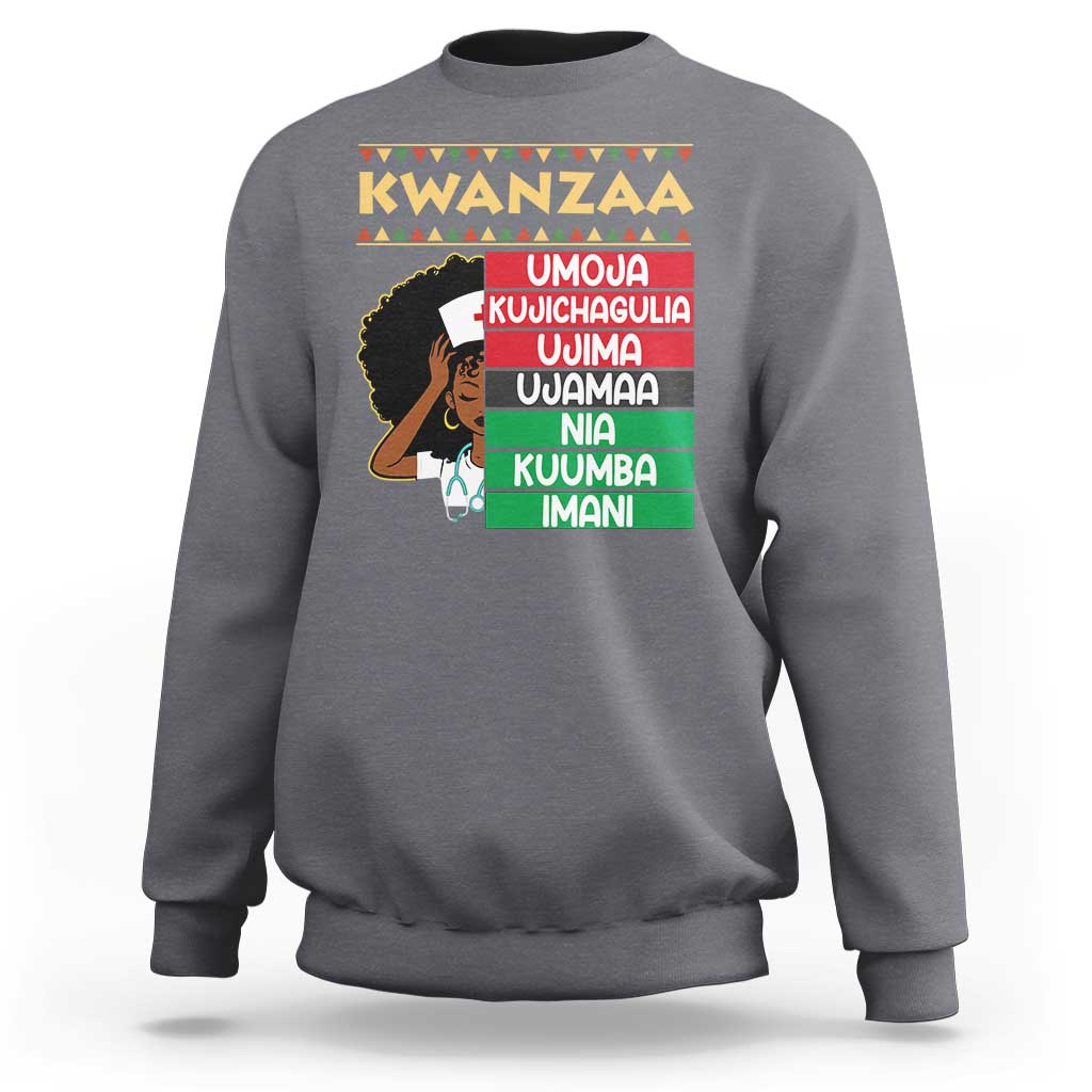 7 Principles Of Kwanzaa Sweatshirt Nurse Pride African American Heritage Gift - Wonder Print Shop