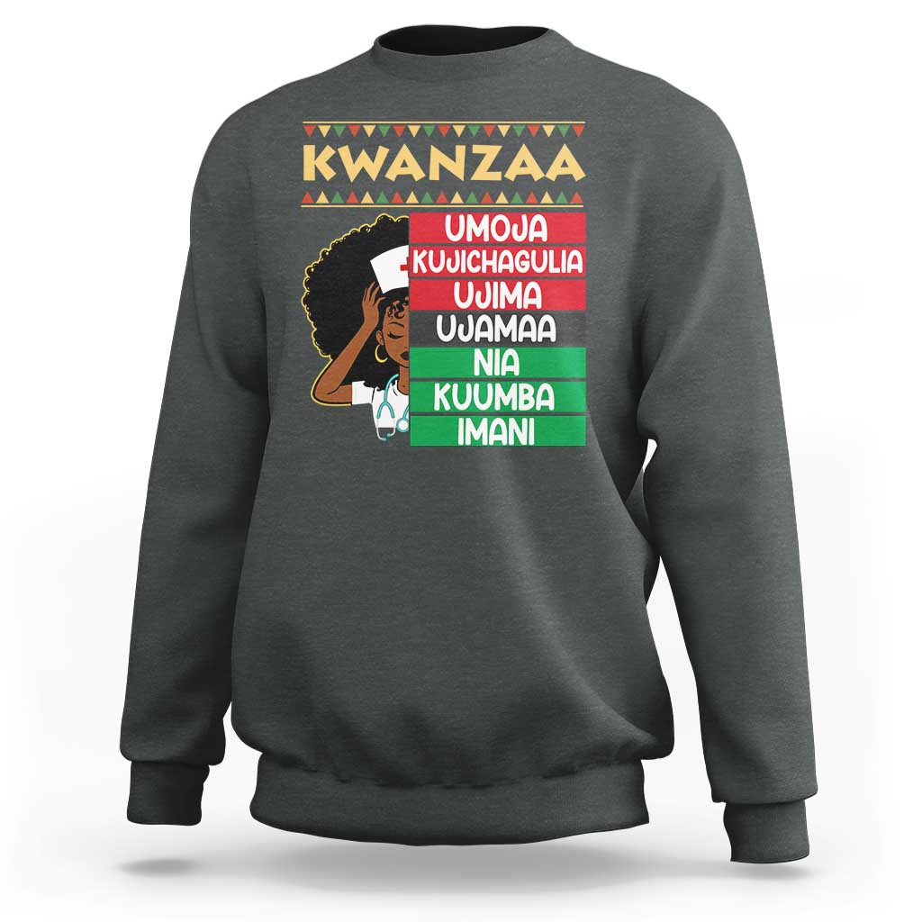 7 Principles Of Kwanzaa Sweatshirt Nurse Pride African American Heritage Gift - Wonder Print Shop