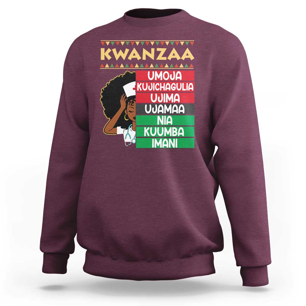 7 Principles Of Kwanzaa Sweatshirt Nurse Pride African American Heritage Gift - Wonder Print Shop