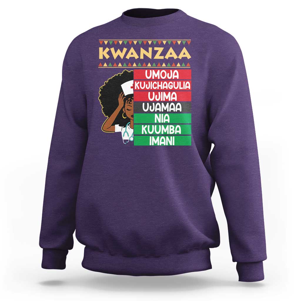 7 Principles Of Kwanzaa Sweatshirt Nurse Pride African American Heritage Gift - Wonder Print Shop