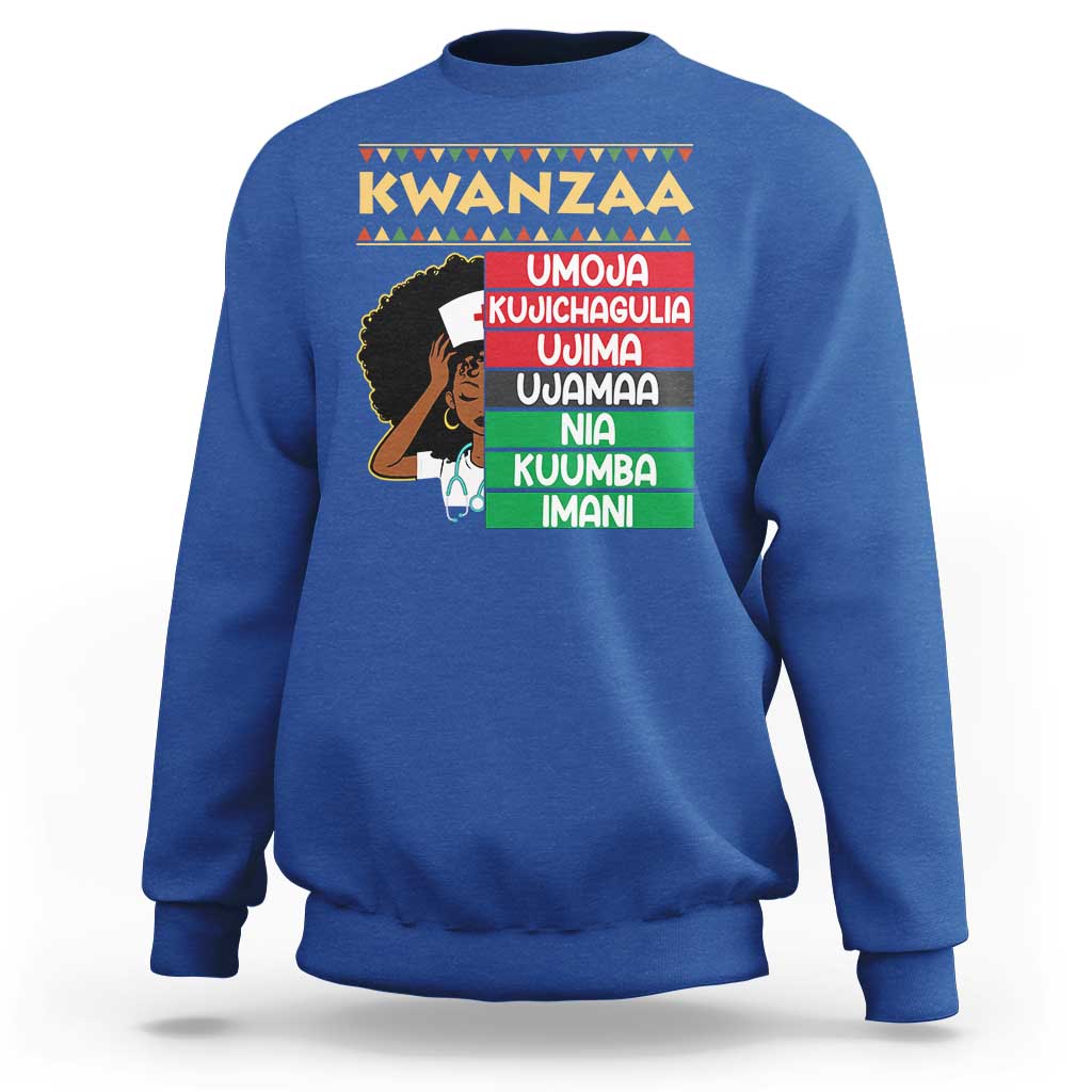 7 Principles Of Kwanzaa Sweatshirt Nurse Pride African American Heritage Gift - Wonder Print Shop