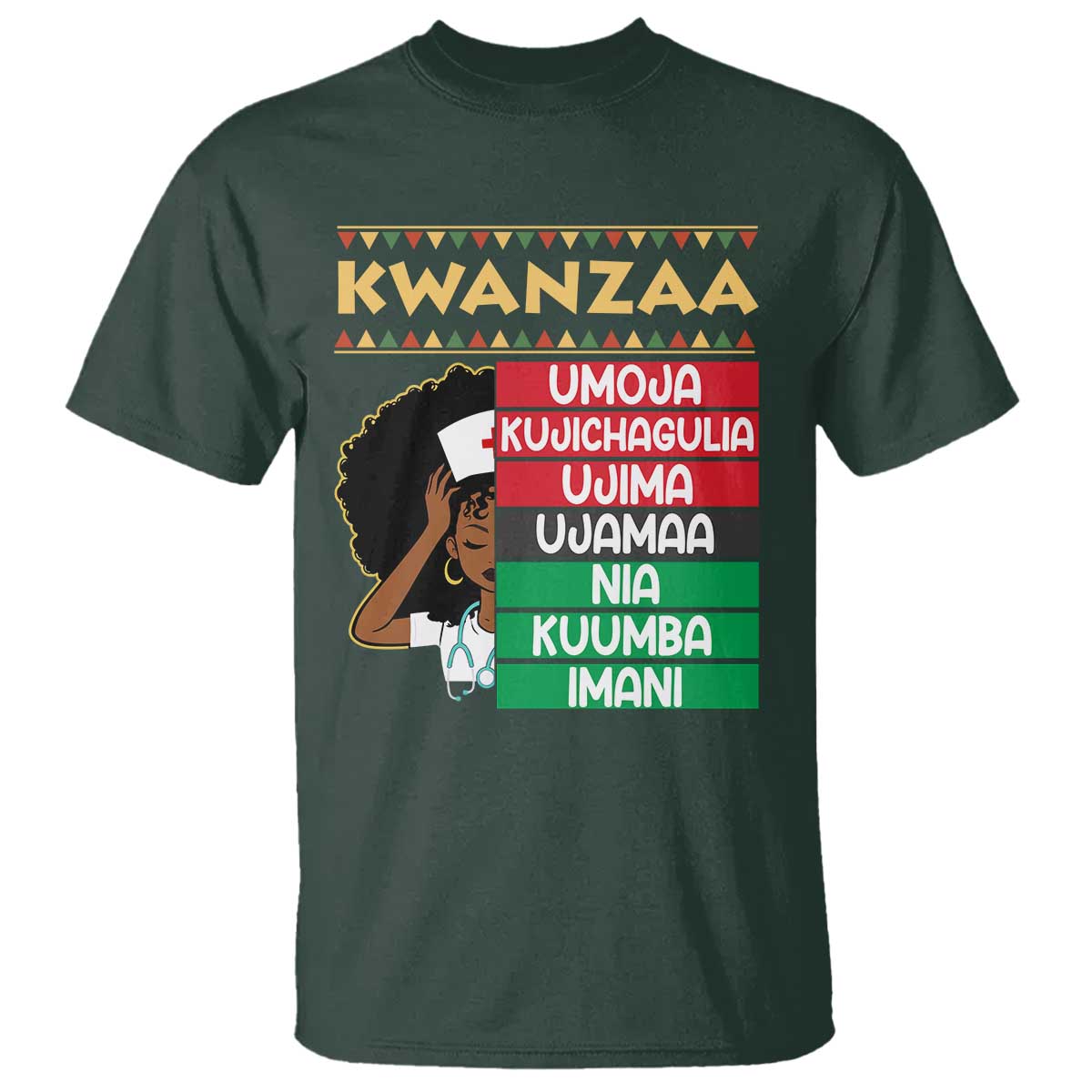 7 Principles Of Kwanzaa T Shirt Nurse Pride African American Heritage Gift - Wonder Print Shop