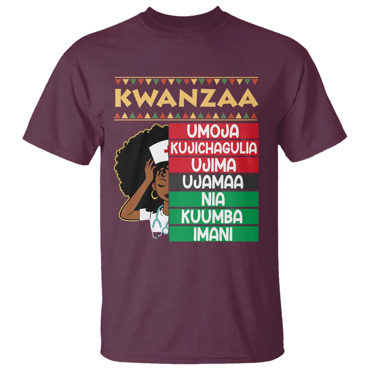 7 Principles Of Kwanzaa T Shirt Nurse Pride African American Heritage Gift - Wonder Print Shop