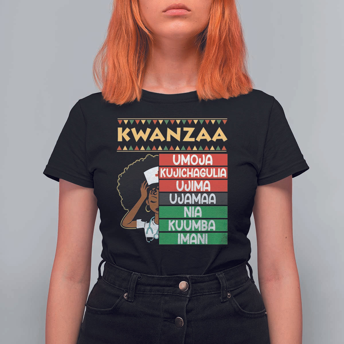 7 Principles Of Kwanzaa T Shirt For Women Nurse Pride African American Heritage Gift - Wonder Print Shop