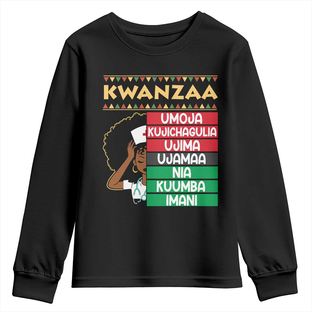 7 Principles Of Kwanzaa Youth Sweatshirt Nurse Pride African American Heritage Gift - Wonder Print Shop