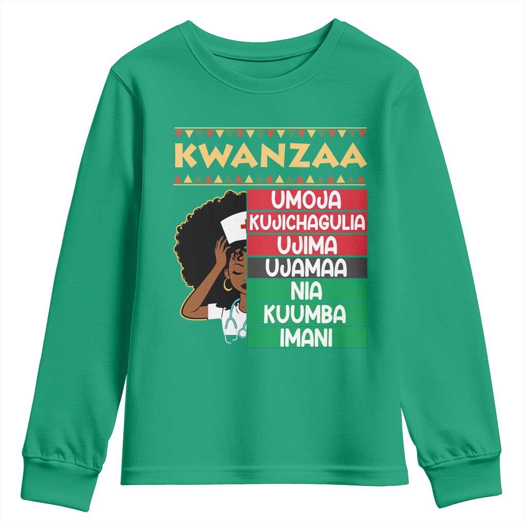 7 Principles Of Kwanzaa Youth Sweatshirt Nurse Pride African American Heritage Gift - Wonder Print Shop