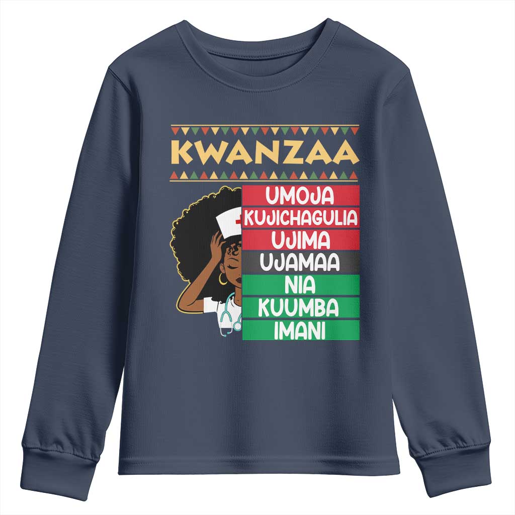7 Principles Of Kwanzaa Youth Sweatshirt Nurse Pride African American Heritage Gift - Wonder Print Shop