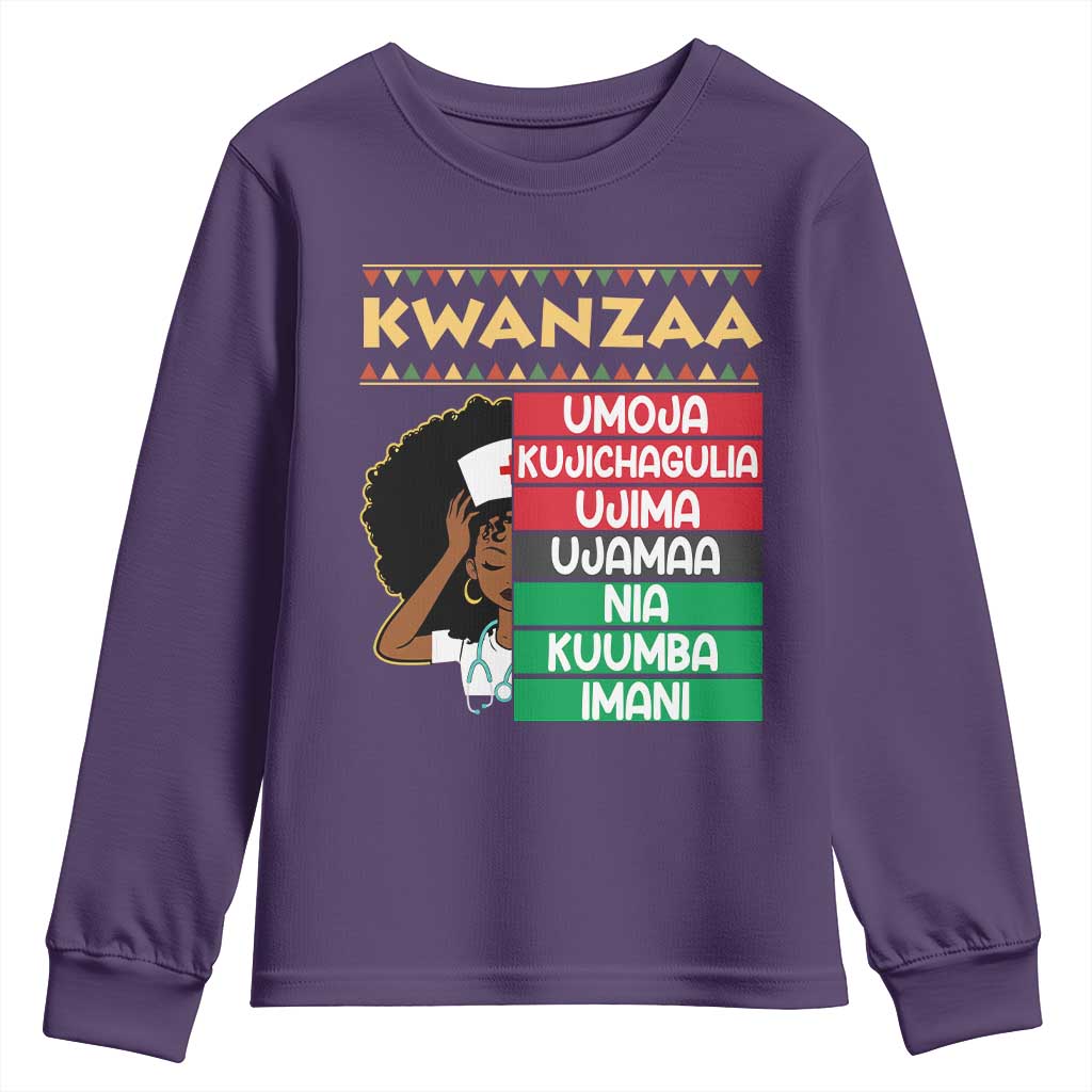 7 Principles Of Kwanzaa Youth Sweatshirt Nurse Pride African American Heritage Gift - Wonder Print Shop