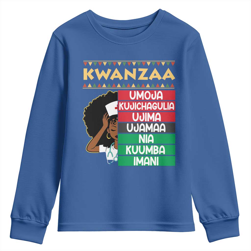 7 Principles Of Kwanzaa Youth Sweatshirt Nurse Pride African American Heritage Gift - Wonder Print Shop