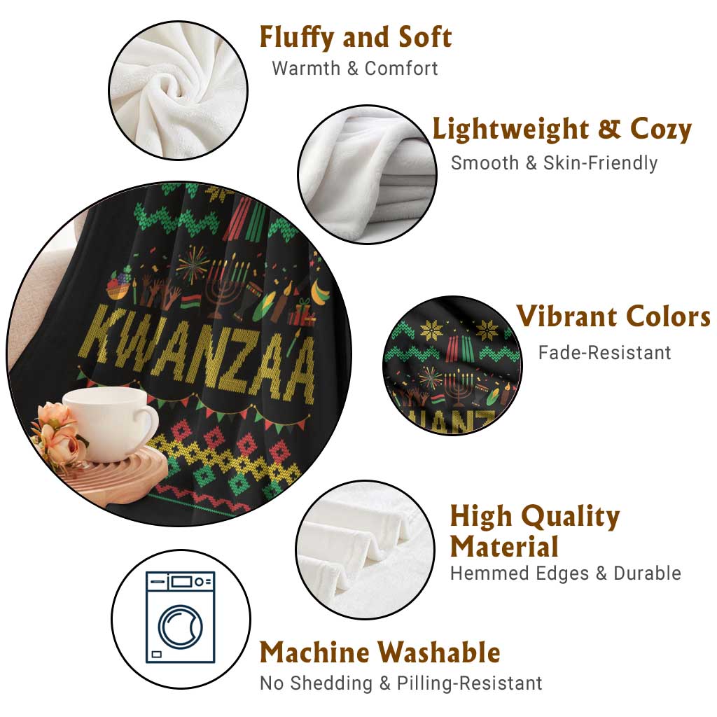 Funny Kwanzaa Celebration Ugly Sweater Throw Blanket African Heritage Holiday Gift - Wonder Print Shop