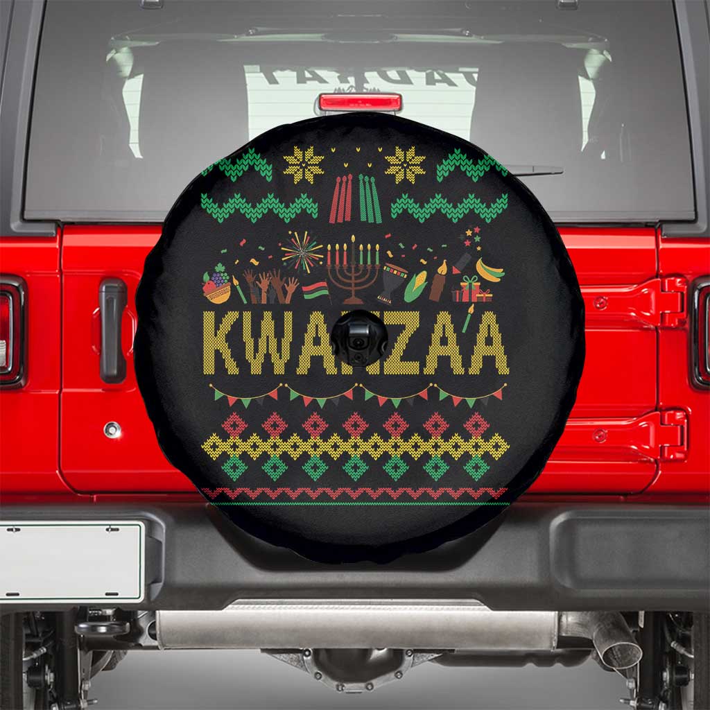 Funny Kwanzaa Celebration Ugly Sweater Spare Tire Cover African Heritage Holiday Gift - Wonder Print Shop