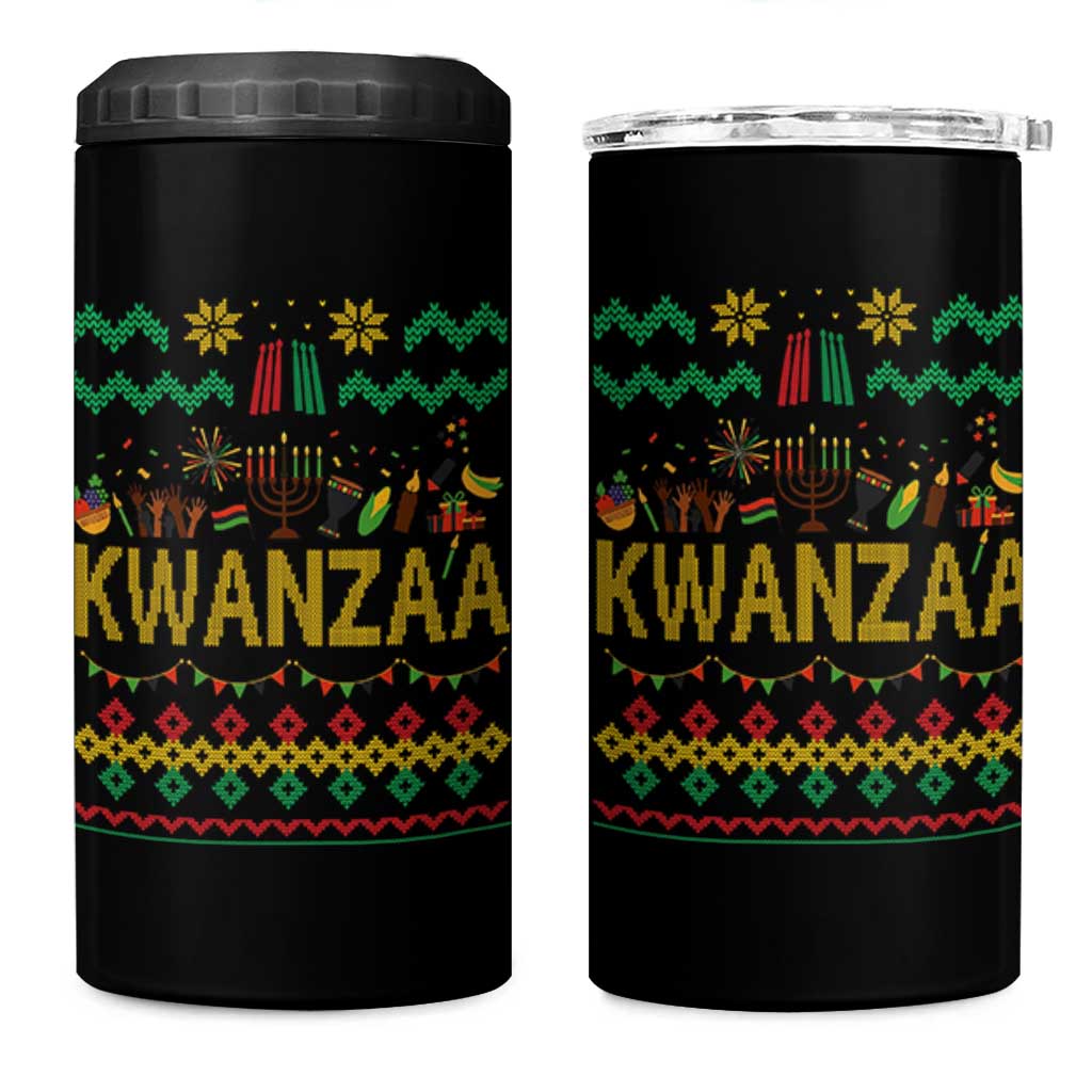Funny Kwanzaa Celebration Ugly Sweater 4 in 1 Can Cooler Tumbler African Heritage Holiday Gift - Wonder Print Shop