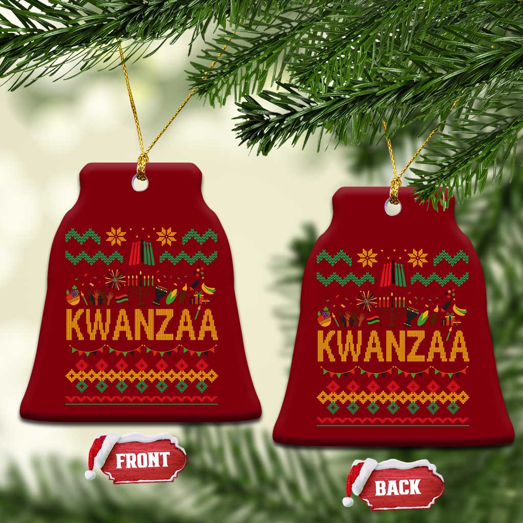 Funny Kwanzaa Celebration Ugly Sweater Ceramic Ornament African Heritage Holiday Gift - Wonder Print Shop