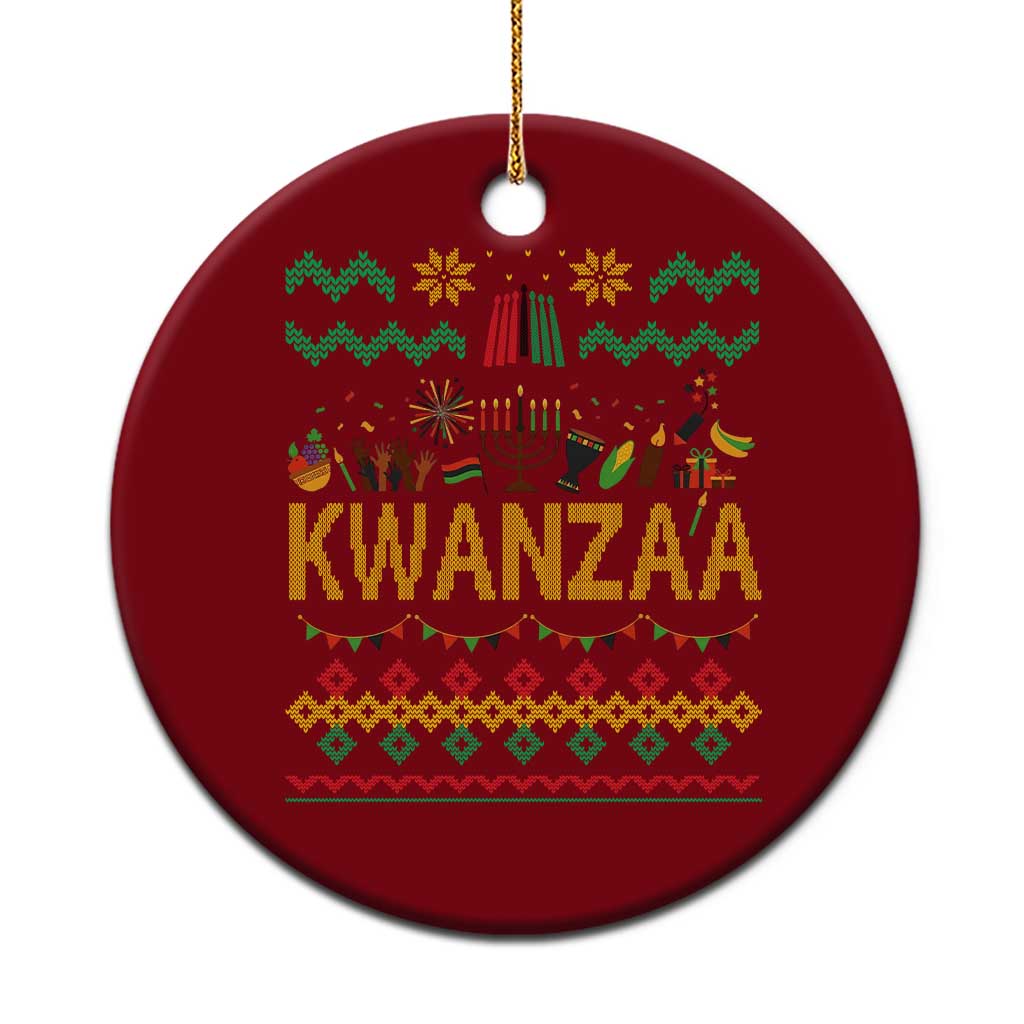 Funny Kwanzaa Celebration Ugly Sweater Ceramic Ornament African Heritage Holiday Gift - Wonder Print Shop