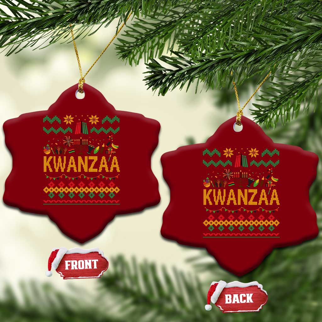 Funny Kwanzaa Celebration Ugly Sweater Ceramic Ornament African Heritage Holiday Gift - Wonder Print Shop