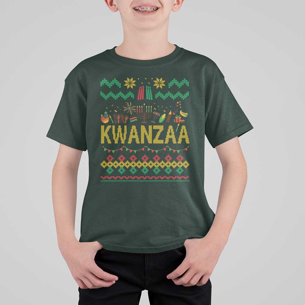 Funny Kwanzaa Celebration Ugly Sweater T Shirt For Kid African Heritage Holiday Gift - Wonder Print Shop