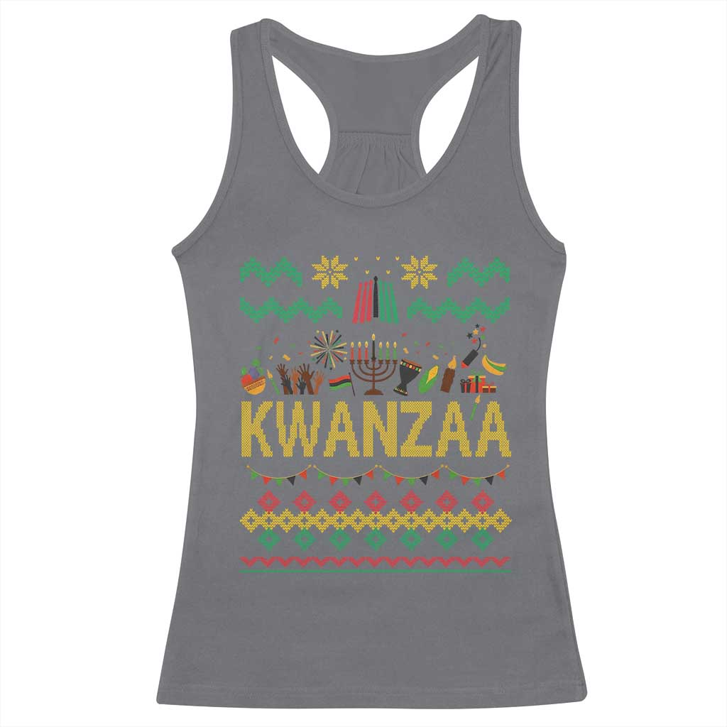 Funny Kwanzaa Celebration Ugly Sweater Racerback Tank Top African Heritage Holiday Gift - Wonder Print Shop