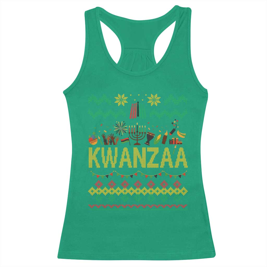 Funny Kwanzaa Celebration Ugly Sweater Racerback Tank Top African Heritage Holiday Gift - Wonder Print Shop