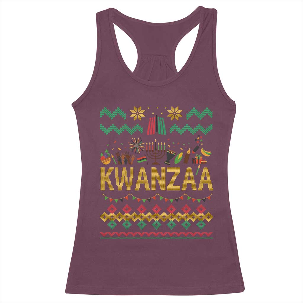 Funny Kwanzaa Celebration Ugly Sweater Racerback Tank Top African Heritage Holiday Gift - Wonder Print Shop