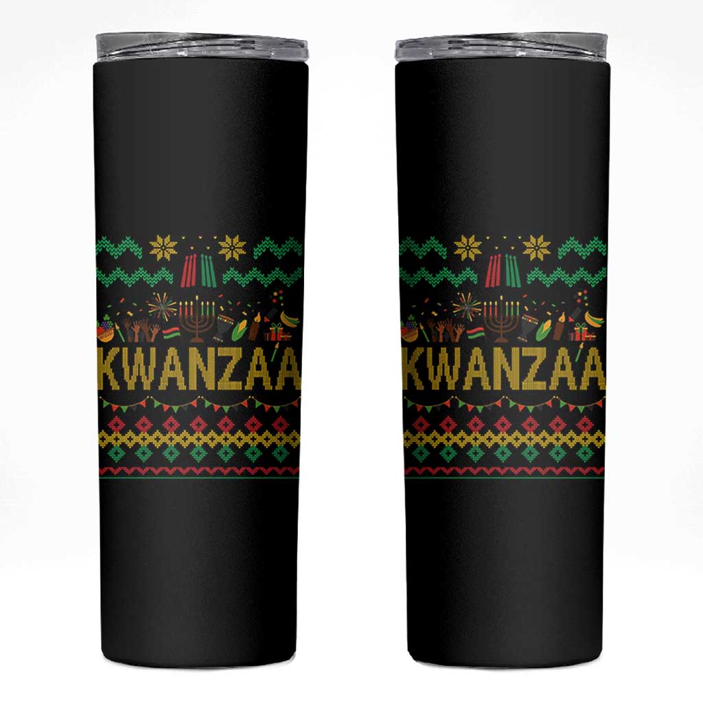 Funny Kwanzaa Celebration Ugly Sweater Skinny Tumbler African Heritage Holiday Gift - Wonder Print Shop