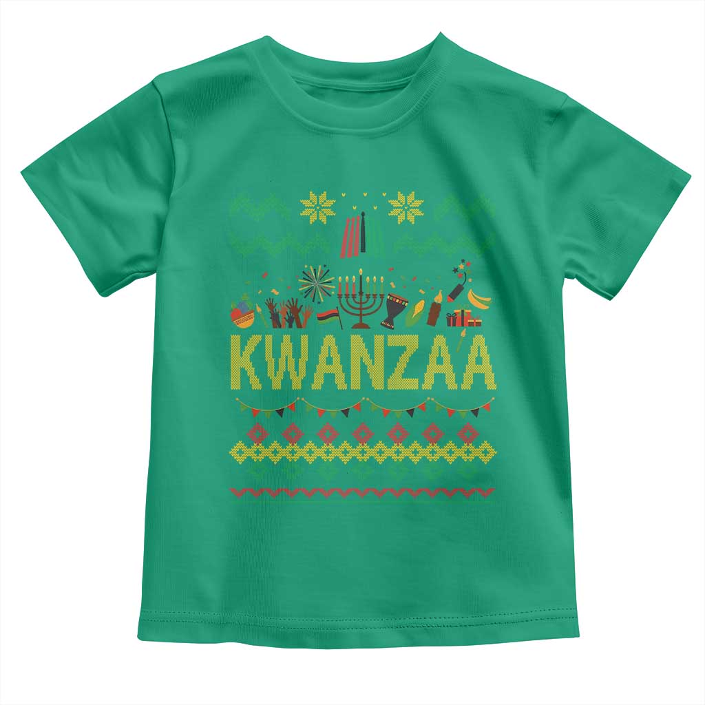 Funny Kwanzaa Celebration Ugly Sweater Toddler T Shirt African Heritage Holiday Gift - Wonder Print Shop