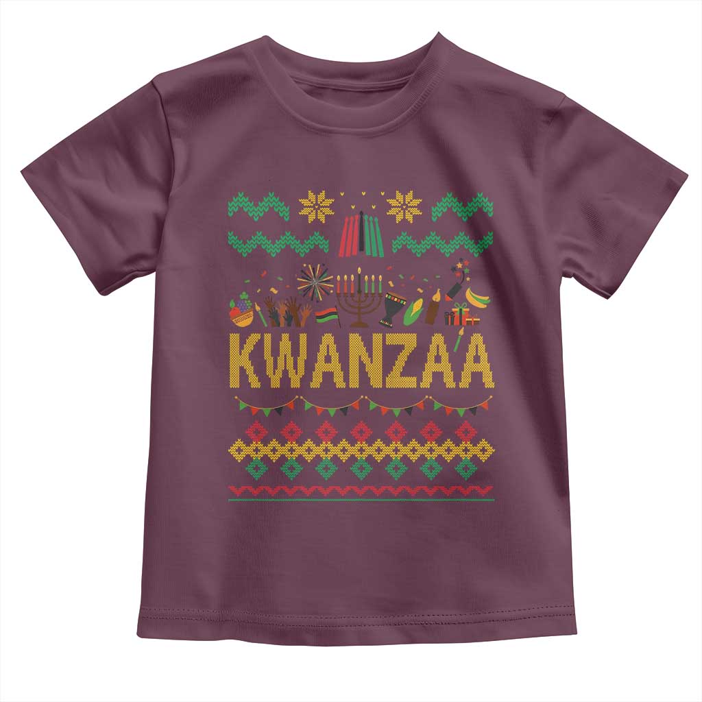 Funny Kwanzaa Celebration Ugly Sweater Toddler T Shirt African Heritage Holiday Gift - Wonder Print Shop