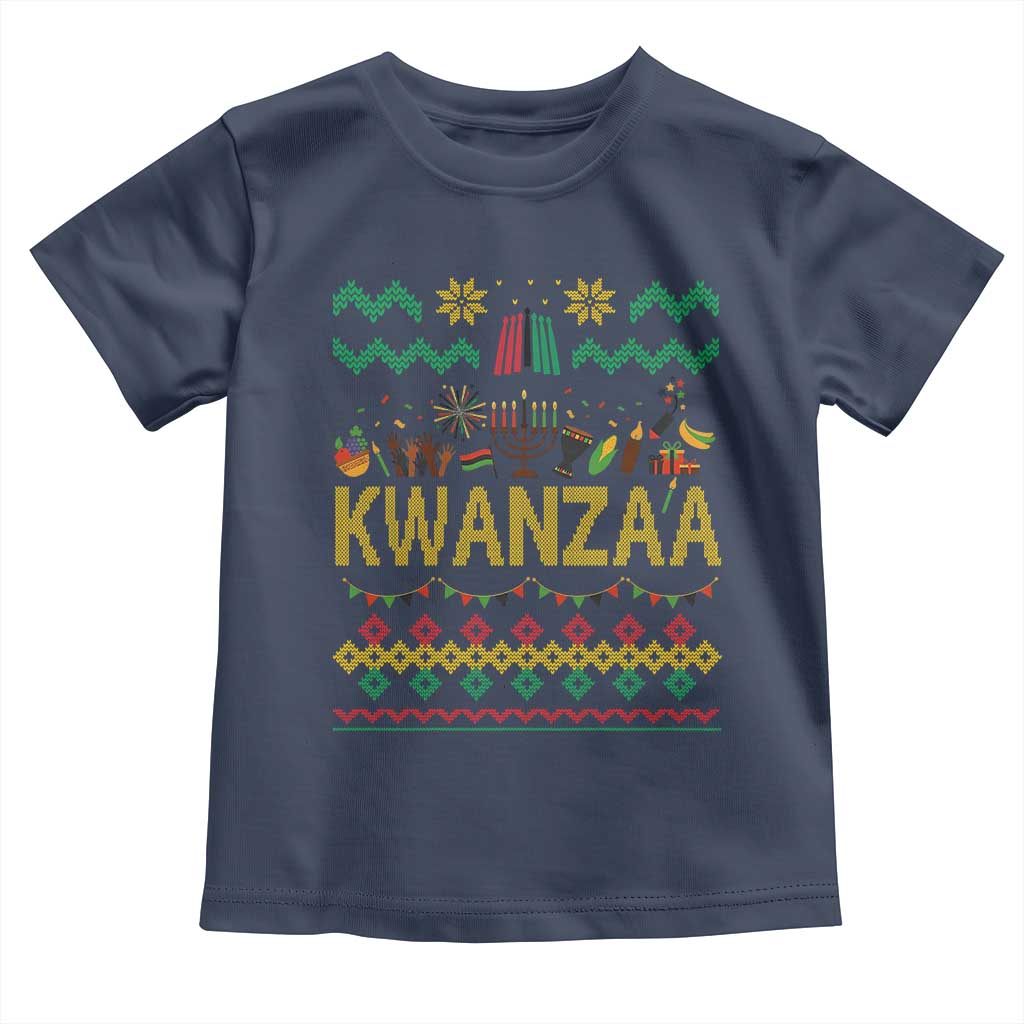 Funny Kwanzaa Celebration Ugly Sweater Toddler T Shirt African Heritage Holiday Gift - Wonder Print Shop