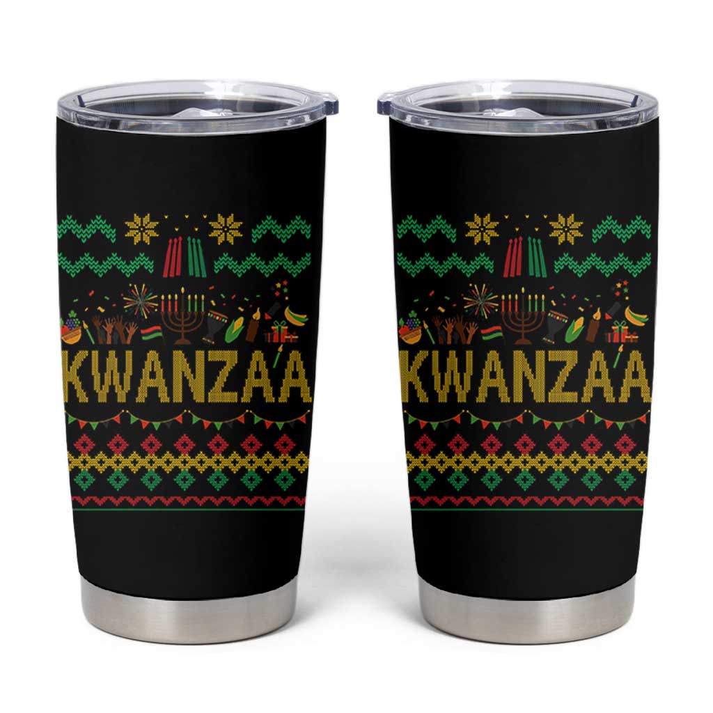 Funny Kwanzaa Celebration Ugly Sweater Tumbler Cup African Heritage Holiday Gift - Wonder Print Shop
