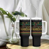 Funny Kwanzaa Celebration Ugly Sweater Tumbler With Handle African Heritage Holiday Gift - Wonder Print Shop