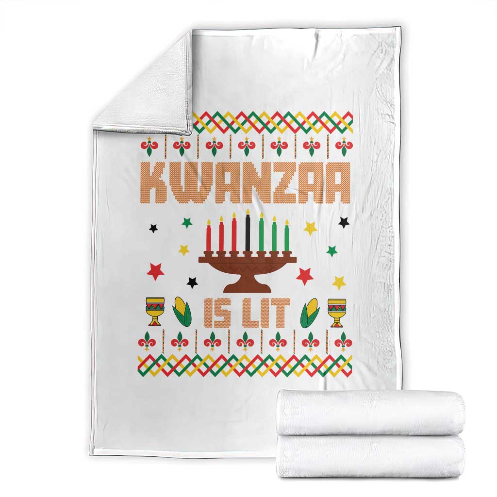 Funny Kwanzaa Is Lit Throw Blanket Ugly Sweater African Heritage Holiday Gift - Wonder Print Shop