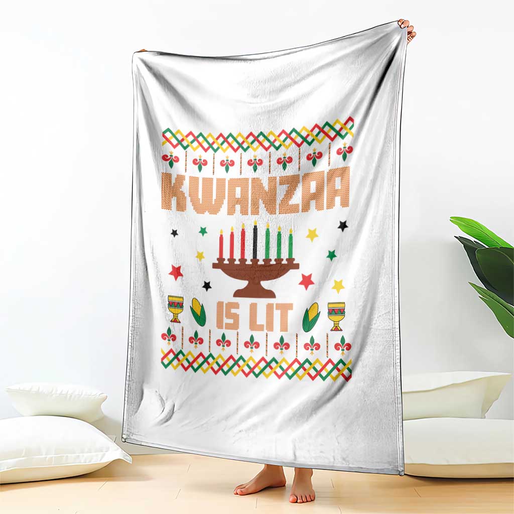 Funny Kwanzaa Is Lit Throw Blanket Ugly Sweater African Heritage Holiday Gift - Wonder Print Shop