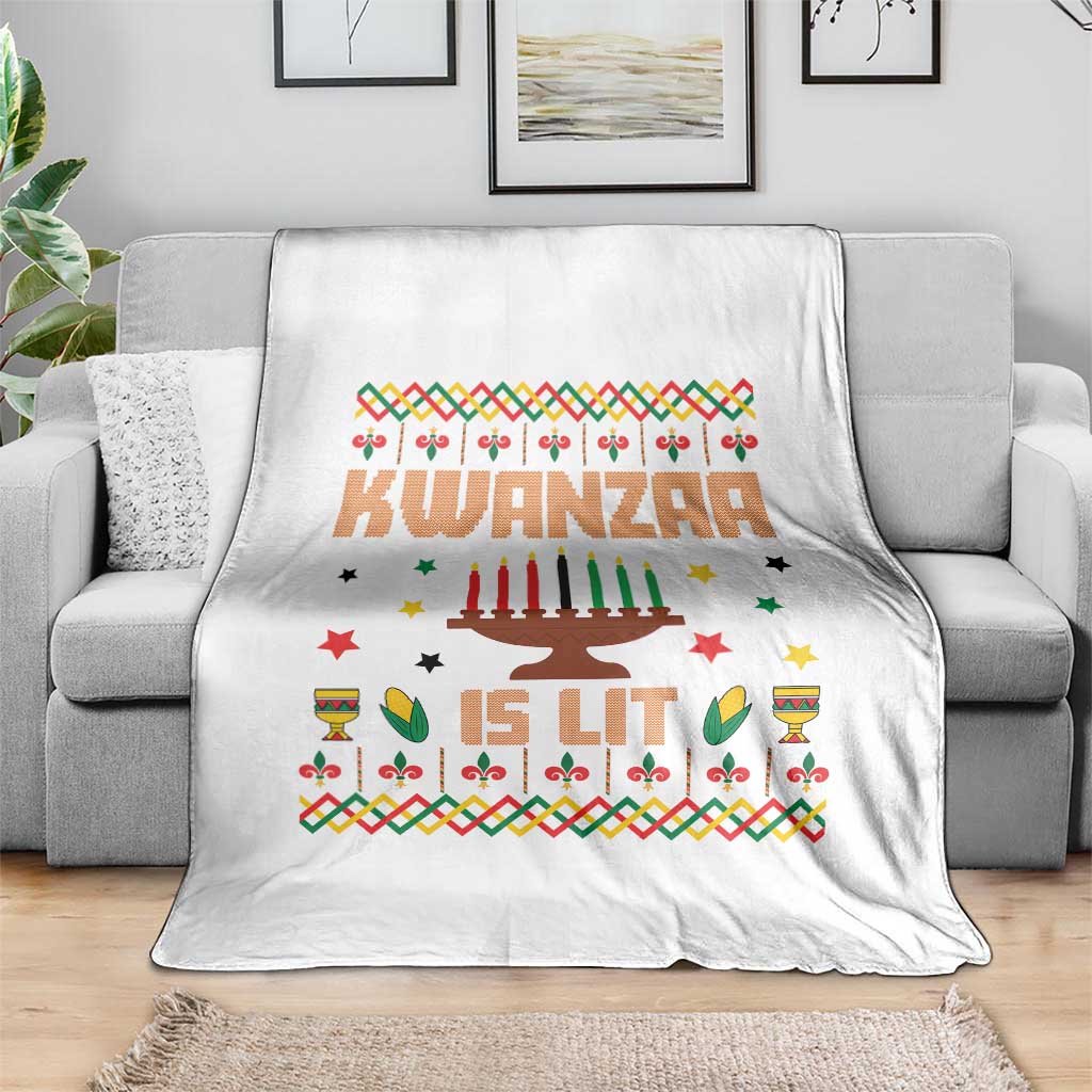 Funny Kwanzaa Is Lit Throw Blanket Ugly Sweater African Heritage Holiday Gift - Wonder Print Shop