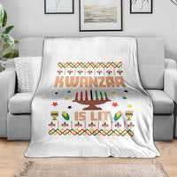 Funny Kwanzaa Is Lit Throw Blanket Ugly Sweater African Heritage Holiday Gift - Wonder Print Shop