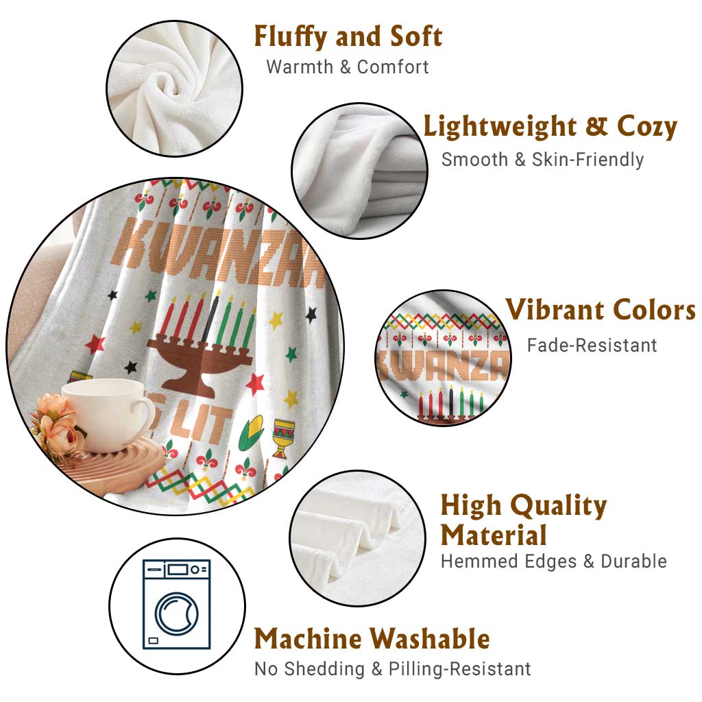 Funny Kwanzaa Is Lit Throw Blanket Ugly Sweater African Heritage Holiday Gift - Wonder Print Shop