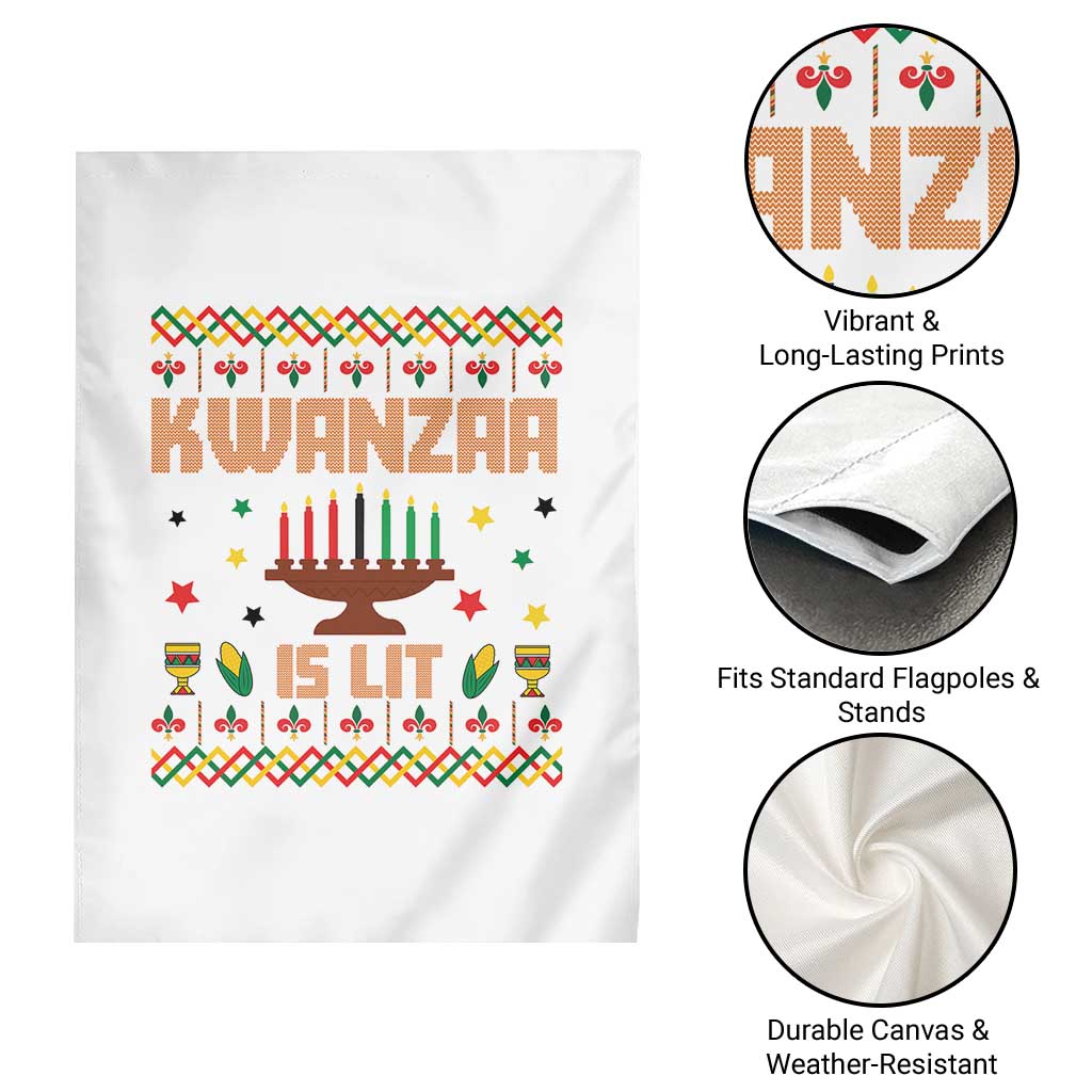 Funny Kwanzaa Is Lit Garden Flag Ugly Sweater African Heritage Holiday Gift - Wonder Print Shop