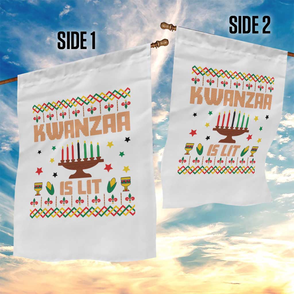 Funny Kwanzaa Is Lit Garden Flag Ugly Sweater African Heritage Holiday Gift - Wonder Print Shop
