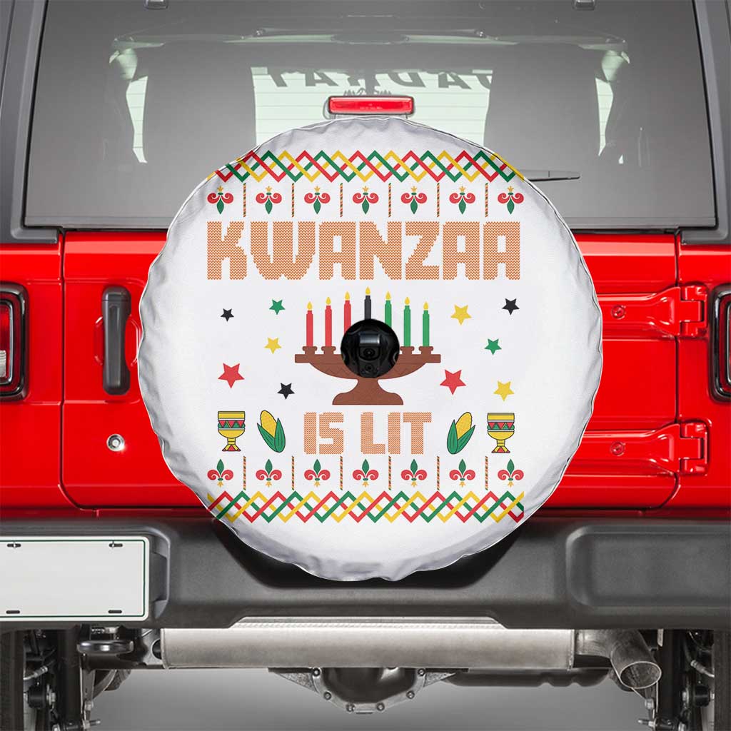 Funny Kwanzaa Is Lit Spare Tire Cover Ugly Sweater African Heritage Holiday Gift - Wonder Print Shop