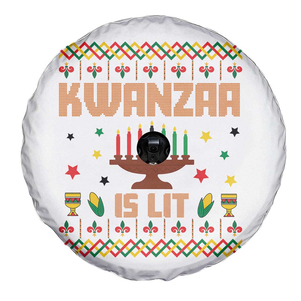 Funny Kwanzaa Is Lit Spare Tire Cover Ugly Sweater African Heritage Holiday Gift - Wonder Print Shop