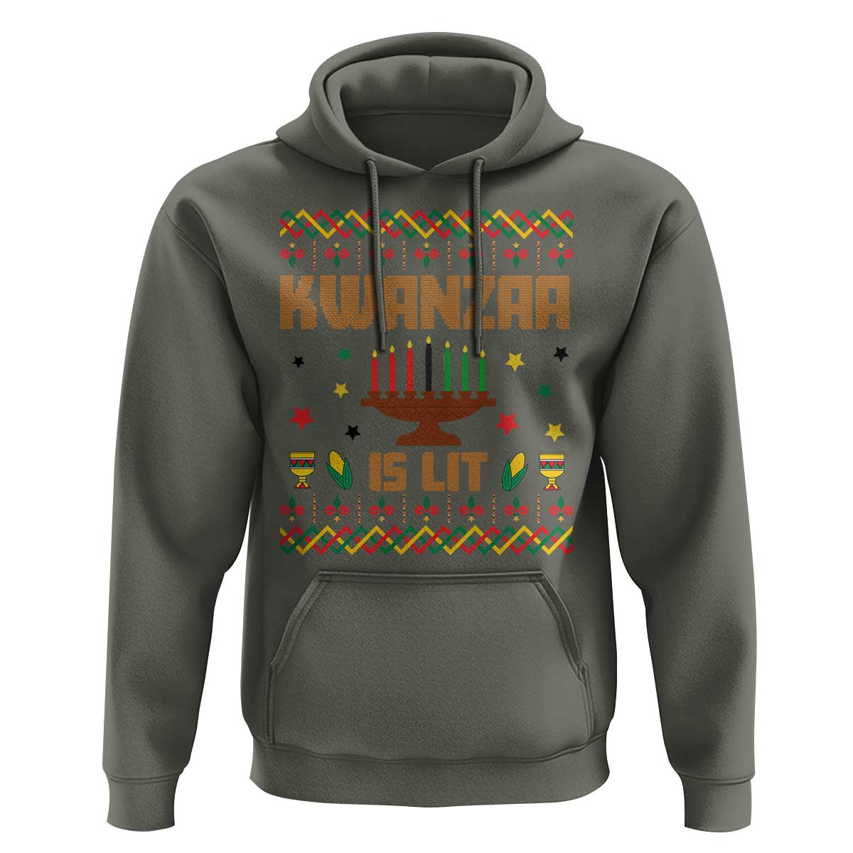Funny Kwanzaa Is Lit Hoodie Ugly Sweater African Heritage Holiday Gift - Wonder Print Shop